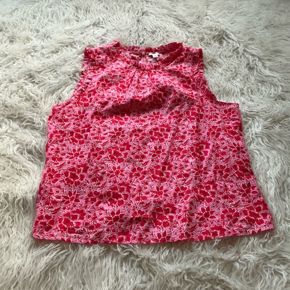 J. Crew Tops - NWT J Crew Printed Linen-blend Ruffleneck Top‎